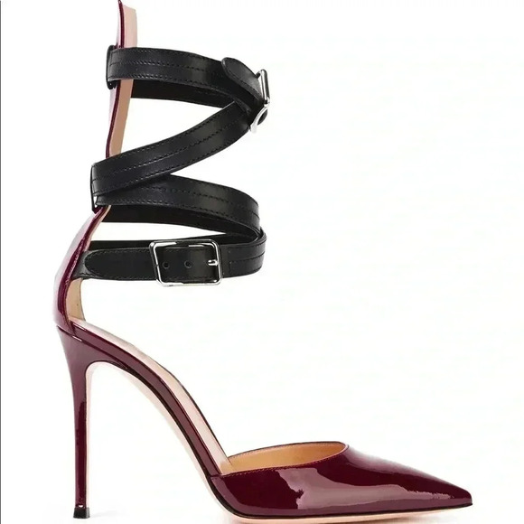Gianvito Rossi Shoes - Gianvito Rossi Sz 9 Burgundy Parker 105 closes toe Multi strap heels